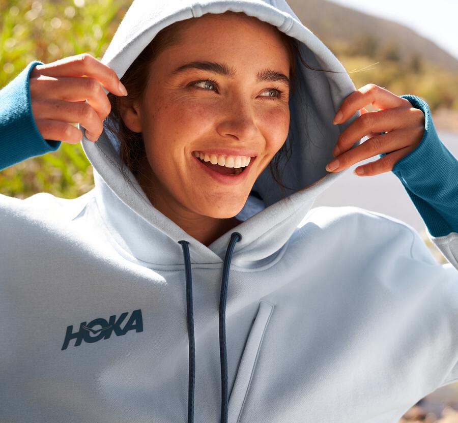 Hoodie Womens - Hoka One One Performance - Blue - UDKXLNR-71